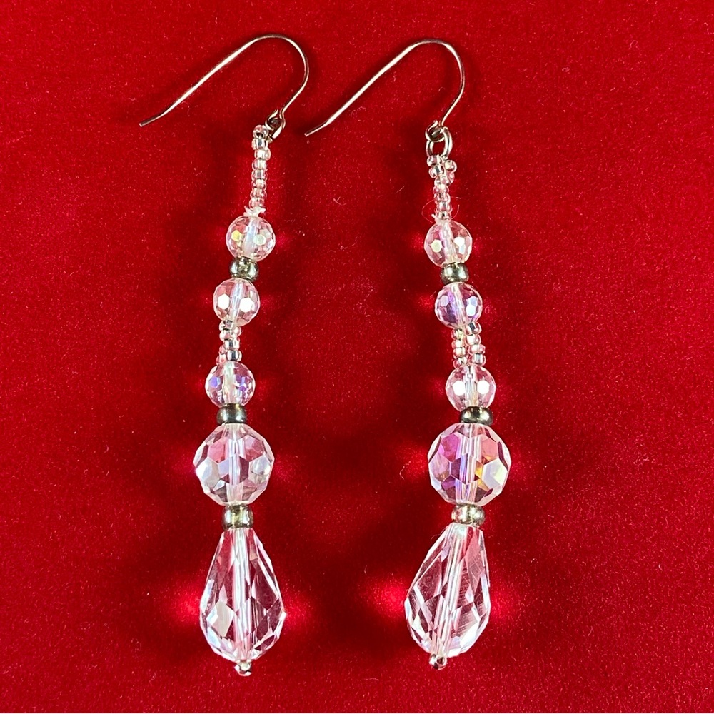 💋Lux Swarovski crystal and glass handmade beaded Bridal Drop Dangle Earring